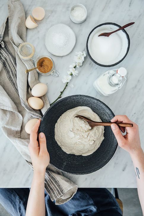 Flour, sugar, butter, and eggs - for a baking recipe