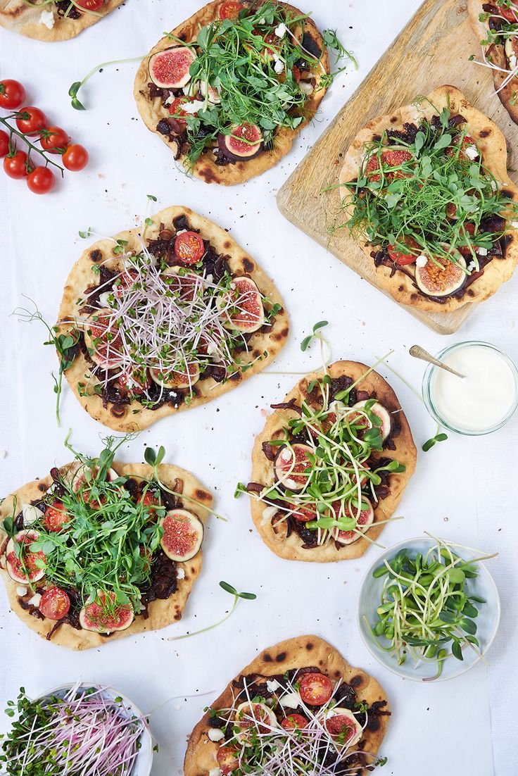 Fig Pizzettes with Microgreens