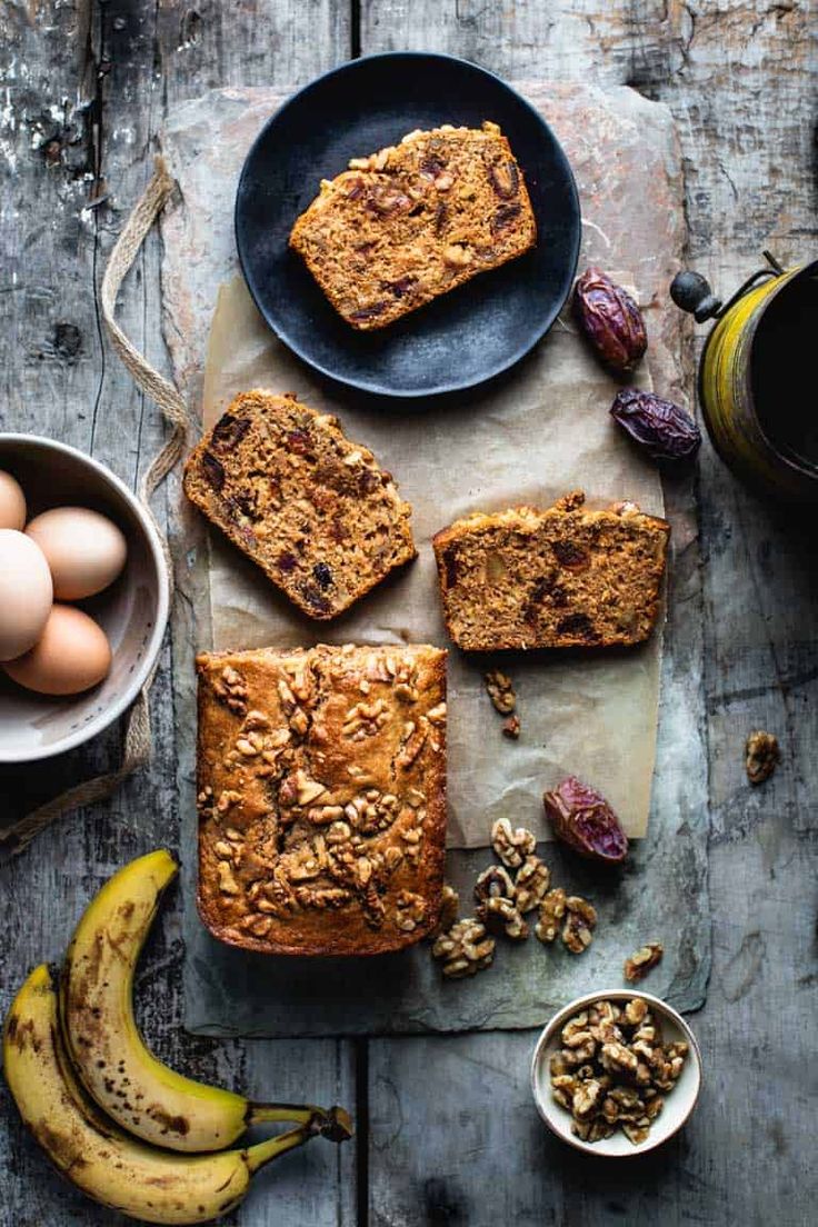 Healthy Banana Bread with Dates and Walnuts