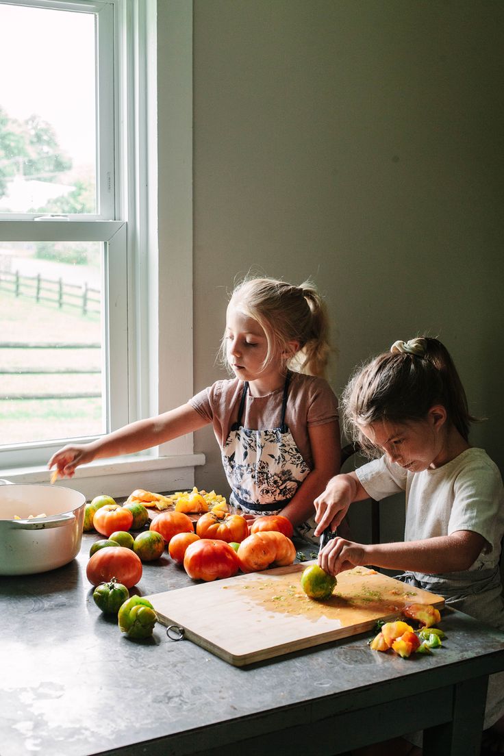 children prepare vegetable stew