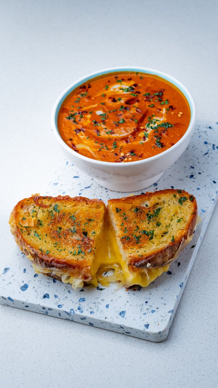 Grilled Cheese Sandwich with Tomato Soup