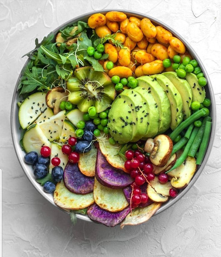 fruits and vegetables in one plate for a healthy diet